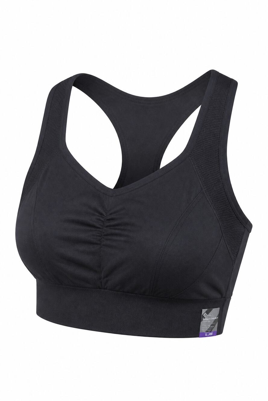 New! Member's Mark Moisture Wick Seamless Racerback Sports Bra Black SZ XXL